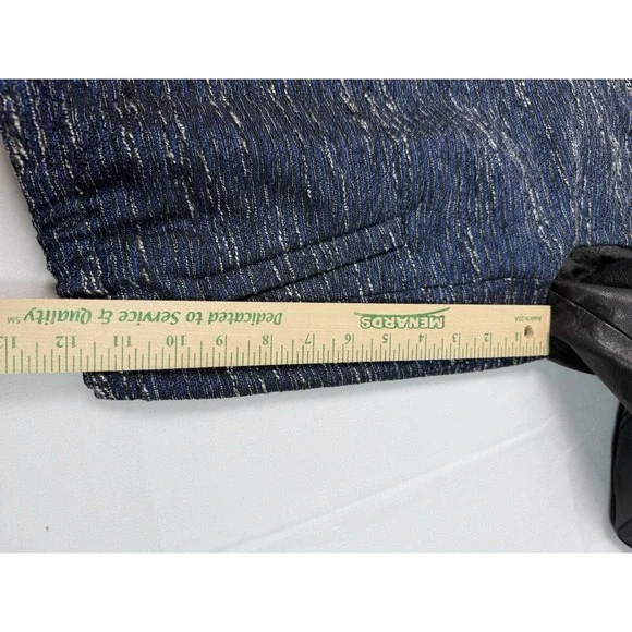 Madewell Womens Blue Heather Black Colorblock Full Zip Leather‎ Bomber Jacket XS - Picture 8 of 9